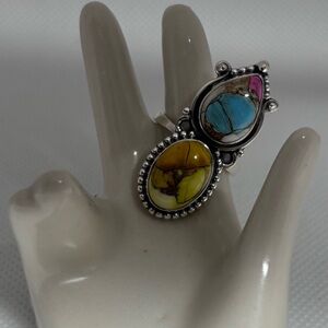 NEW Solid925 sterling silver with turquoise size 7 adjustable ring